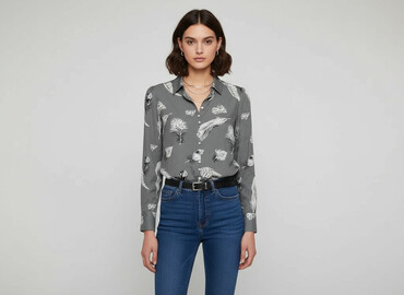 koszula z piórami przy rękawach: Floryday, Women`s shirt, size S