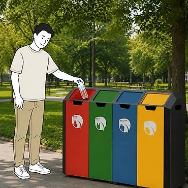 урна для бутылок: Артикул: MKS-UT-017 Название: Урна уличная для раздельного сбора 4 — 1