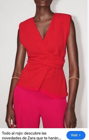 Bluze: Zara, XS (EU 34), Poliester, Jednobojni, bоја - Crvena — 7