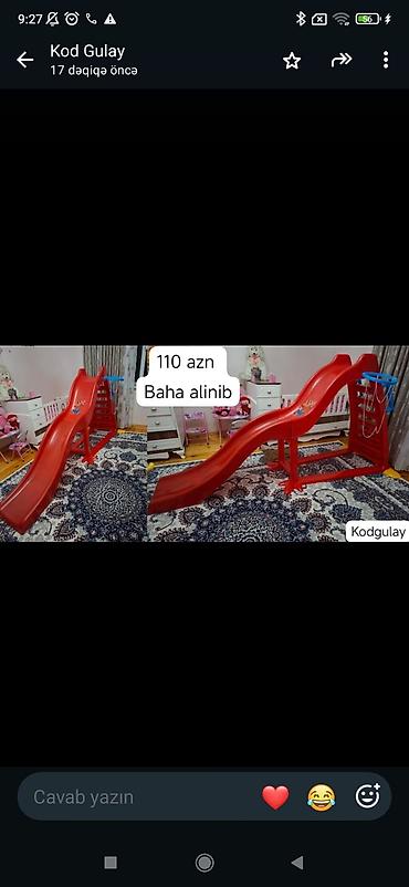 sukan oyunu: Uşaq sürüşkəni – qırmızı rəngdə, ev və ya bağ üçün uyğundur. Sabit — 1