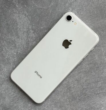 Apple iPhone: IPhone 8, Б/у, 64 ГБ, White Titanium, Зарядное устройство, Защитное стекло, Чехол, 100 %