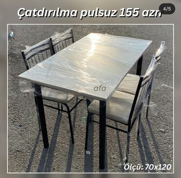 Masa və oturacaq dəstləri: Mətbəx üçün, Açılmayan, Dördbucaq masa, 4 stul — 5