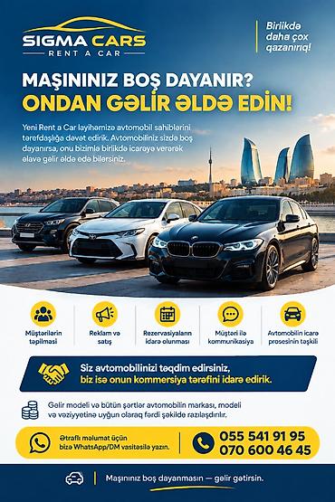 Скупка авто: 🚘 MAŞININIZ BOŞ DAYANIR? ONDAN GƏLİR ƏLDƏ EDİN! Yeni Rent a Car — 1
