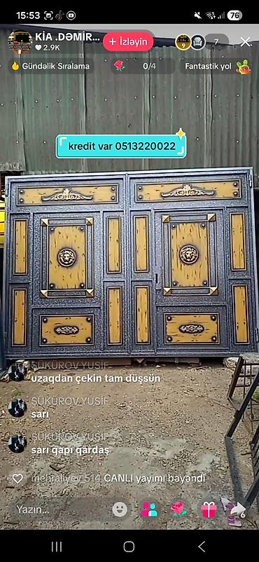 Ворота и комплектующие: Məhsul: Dəmir darvaza (böyük həyət/qapı sistemi) - Material: Tam — 2