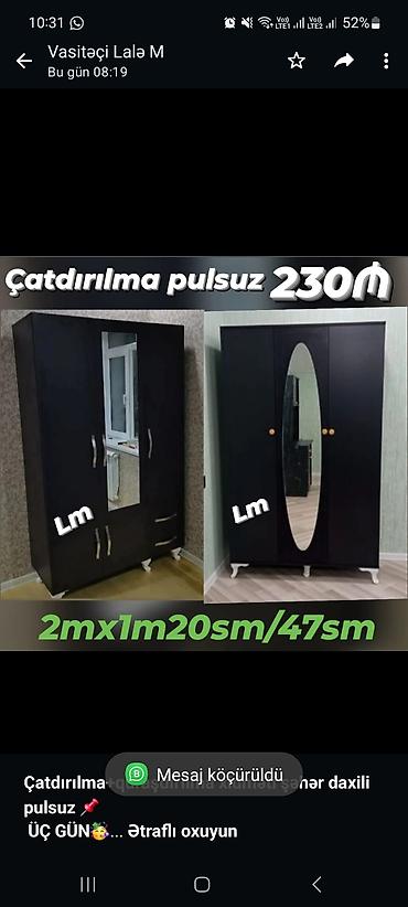 mebel skaf: *Çatdırılma+quraşdırılma xidməti şəhər daxili pulsuz* 📌 *ÜÇ GÜN🥳* — 1