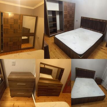 Masalar və oturacaqlar: Yataq dəsti satılır 350₼. Yaxşı vəziyyətdədir. Matrası var.Ünvan Yeni
