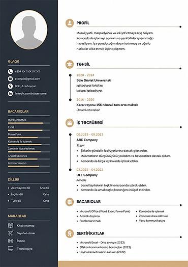 Xidmətlər: Xidmət: Peşəkar CV dizaynı və hazırlanması Təsvir: - Müasir, oxunaqlı — 1