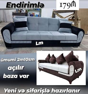 stulla: Divan-kravat, Qonaq otağı üçün, Parça, Bazalı, Açılan — 2