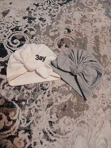dəst geyimlər: 2 si birlikdə Uşaq üçün turban papaq dəsti - Yaş: 3 ay (şəkildə qeyd — 1