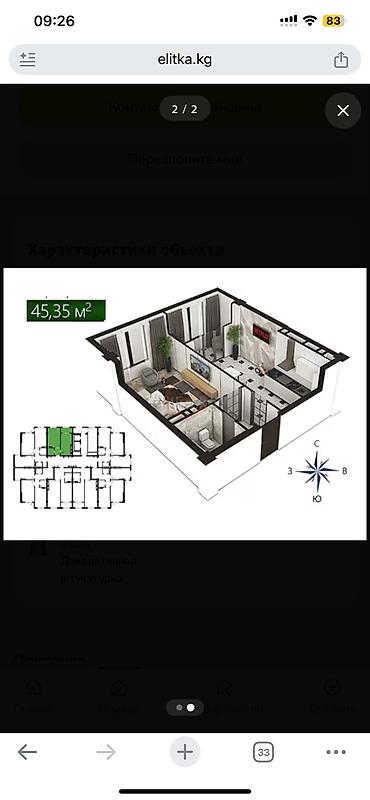 Продажа квартир: 1 комната, 46 м², Элитка, 2 этаж, ПСО (под самоотделку) — 2
