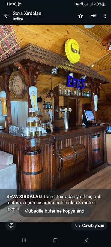 temiz taxta: *SEVA XİRDALAN* Təmiz taxtadan yiqilmiş pub restoran üçün hazır bar