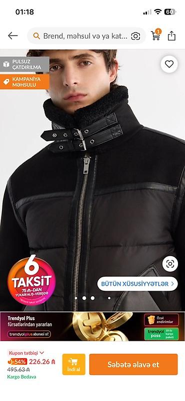 north face kurtka: Kişi üçün qara rəngli qışlıq gödəkçə - Model: qısa kəsim, fermuarlı — 4