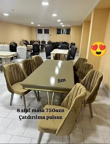 dekor reqemler: Qonaq otağı üçün, Yeni, Açılmayan, Dördbucaq masa, 8 stul — 1