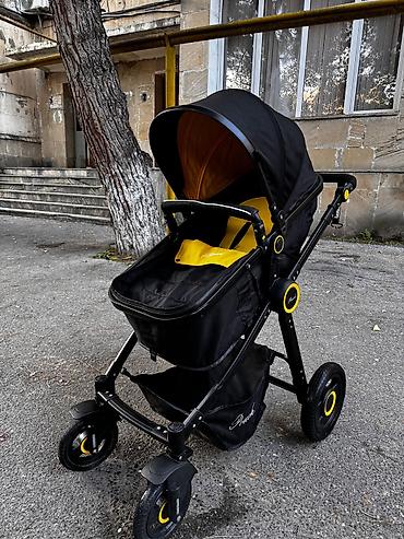 Uşaq dünyası: Uşaq arabası – Pouch brendi, qara-sarı rəng - Geniş, yumşaq oturacaq — 3