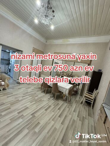 Günlük kirayə mənzillər: Nizami metrosuna yaxin 3 otaqli bina evi 750 azn ev aileye ve telebe