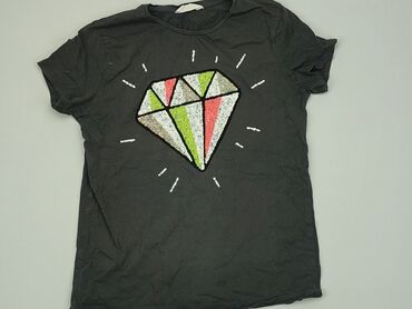 czarna koszulka: Koszulka, Mango, 4-5 lat, 104-110 cm, stan - Dobry