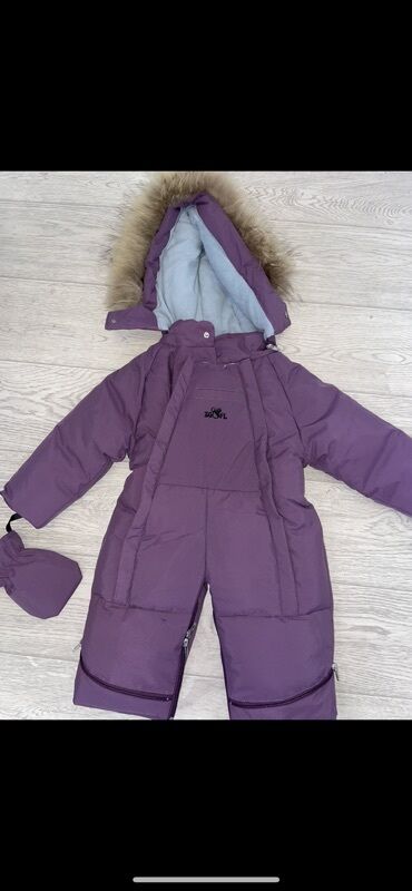 зимний обувь: Детский зимний 74 см комбинезон-трансформер, фиолетовый. - Тёплый