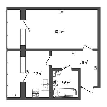 105: 1 комната, 35 м², Джал-29 105 серия, 2 этаж, Косметический ремонт — 2