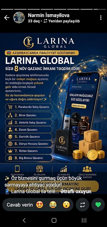 perforator satilir: Larina Global – telefonunuzdan kiçik bir onlayn mağaza açaraq gəlir — 1