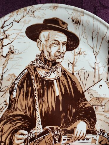 Ostalo posuđe: Tanjir nov iz 80ih Rec Castelroux Francuska,rucni rad,rucno oslikan — 2