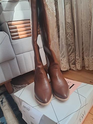 klassik kişi çəkmələri: Çəkmə, Ölçü: 38, rəng - Qəhvəyi, Yeni — 2