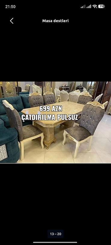 stul ofis: Qonaq otağı üçün, Yeni, Açılmayan, Dördbucaq masa, 6 stul — 1