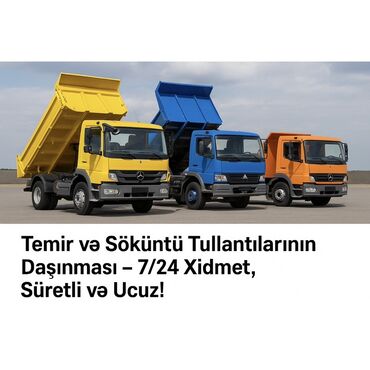 Yük daşımaları: Təmir və söküntü tullantılarının daşınması xidməti təklif olunur. Bu