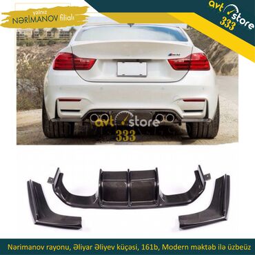 balansera kardan: BMW F10 qara parlaq arxa diffuser