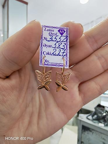 Aksesuarlar: Sırğa, Sarı qızıl, 583 Əyar, 227 g — 3