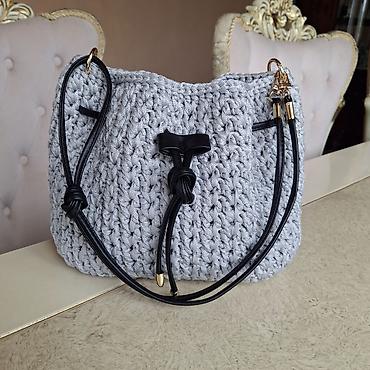 Çantalar: Həcmli toxuma qadın çantası – bucket/drawstring model - Material — 1