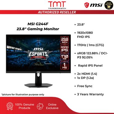 msi бишкек: MSI G244F 23,8 дюймов 1080P 170 Φ 1MS IPS игровой Displayport HDMI