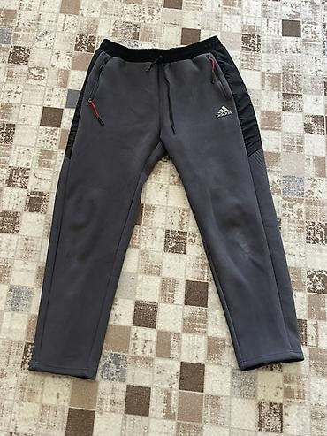Kişi geyimləri: Adidas kişi idman şalvarı - Rəng: tünd boz (yanlarda qara panellər) — 1