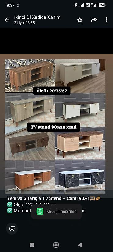 *Yeni və Sifarişlə TV Stend – Cəmi 90₼! 📺🪵* ✅ Ölçü: 120×33×52 sm ✅ lalafo.az -da *Yeni və Sifarişlə TV Stend – Cəmi 90₼! 📺🪵* ✅ Ölçü: 120×33×52 sm ✅