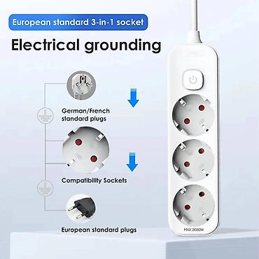 Модемы и сетевое оборудование: Сетевой фильтр-удлинитель Deli 4 или 5-розеток, длина 1,8 метров — — 4