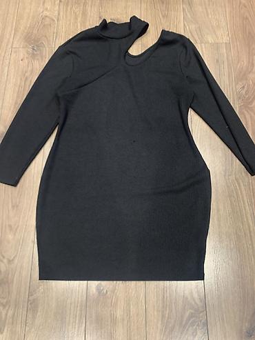 pull and: Черное трикотажное платье-футляр + брюки - Платье: обтягивающее — 2
