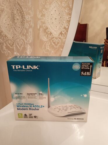 Modemlər və şəbəkə avadanlıqları: TP-LINK
1-Port 150Mbps
Wireless N ADSL2+
Modem Router — 9