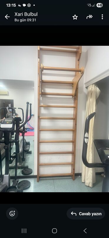Digər idman və istirahət malları: Taxta materialdan hazırlanmış bu gimnastika divar turnikləri, evdə və