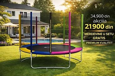 Sve za dečije igralište: Trampolina sa zaštitnom mrežom – prečnik 3,05 m - Šarena obodna — 2