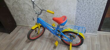 детская велосипед: Коляска, цвет - Голубой, Б/у