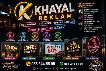 Reklam, çap: Khayal Reklam – işıqlı hərflər, vinil baner və qabarit hərflər üzrə — 1