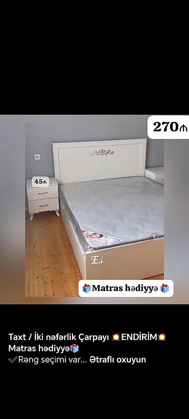 taxt dosəyi: 📌Taxt çarpayı 📏Olcu 2x160 💶Qiymet 259azn dən başlayan qiymətlər — 4
