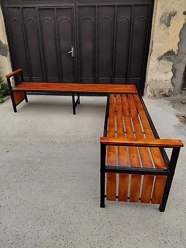bağ stolu: Metall karkaslı, ağac lamellərlə hazırlanmış dəst: iki ədəd qol — 7