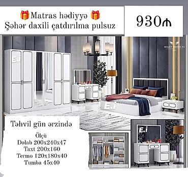 interturan mebel: İkinəfərlik çarpayı, 2 tumba, Yeni — 1
