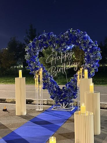 фоторамки электронные: Аренда фотозоны «Happy Birthday» в синих тонах - Большое сердце из — 4