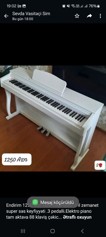ağ pianino: Endirim 1250 azn Teze bagli qutu. 2 il zemanet super səs keyfiyyəti .3