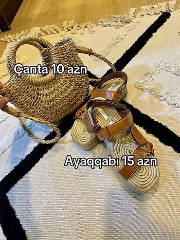 Босоножки, сандалии, шлепанцы: Təbii materialdan hazırlanmış yay dəsti: - Saman toxunuşlu çanta – 10 — 1