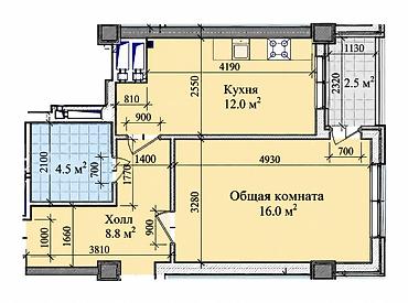 expert park: 1 комната, 42 м², Технопарк Элитка, 7 этаж, Евроремонт — 2