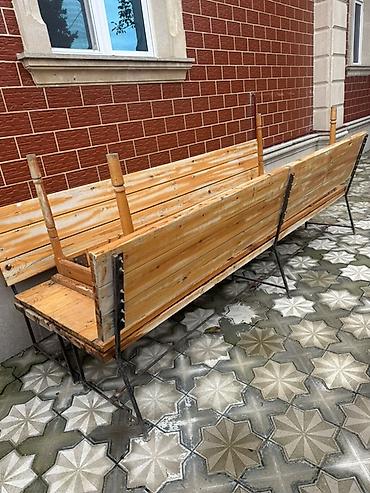 bag stullari: Açıq hava üçün taxta masa‑skamya dəsti - Material: qalın taxta — 1
