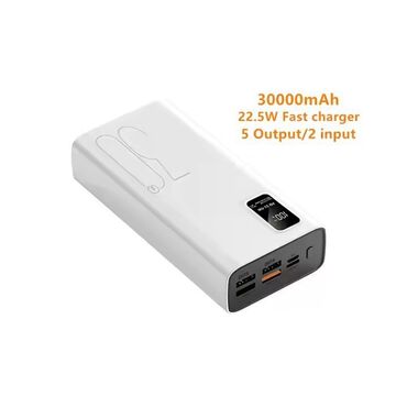 Внешние аккумуляторы: Power Bank Повербанки большой емкости 30000 мАч. Быстрая зарядка 22,5