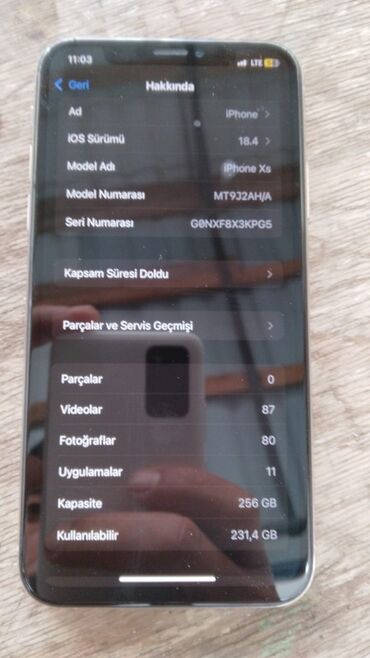 Apple iPhone: IPhone Xs, 256 GB, Gümüşü, Face ID